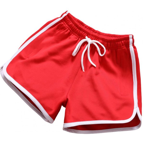 MęSkie Letnie Szorty Sznurek Elastyczny Pas LuźNe Jednokolorowe Spodnie Sportowe Cienkie DłUgość Nad Kolano Spodnie PlażOwe Codzienne Codzienne Jogg M Czerwony-image