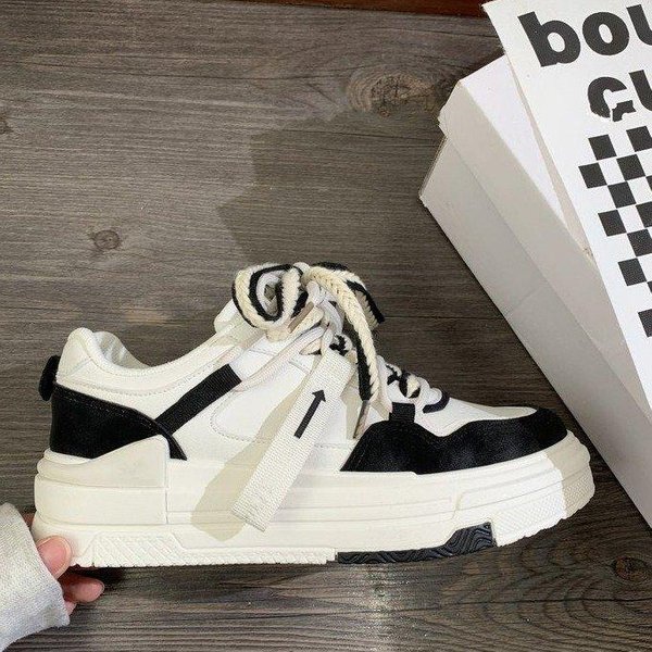 Zapatos De Estilo Coreano De Moda Para Estudiantes Con Bloques De Colores, Zapatos De Plataforma Nuevos De Primavera, Zapatos Casuales Con Aumento De Altura, Zapatos Blancos Casuales Para Mujeres 40 Gray-image