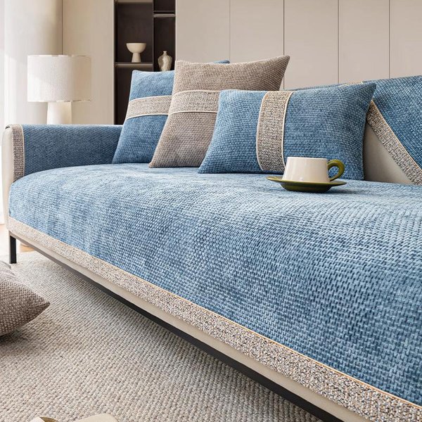 Alfombrilla De Sofá Universal Minimalista De Alta Gama Para Todas Las Estaciones Chenilla Antideslizante CojíN De Asiento Para El Hogar CóModo Transpirable Funda De Sofá 70X70Cm 1Pcs-image