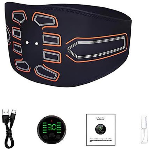 CinturóN Inteligente EMS Para Tonificar Abdominales Carga USB Estimulador Muscular Masajeador Corporal Equipo De Fitness Para PéRdida De Peso Entrenador Abdominal Black-image