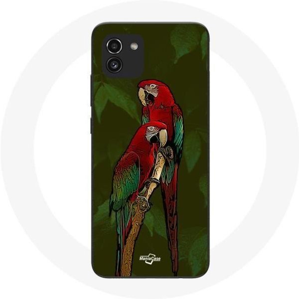 Funda - Maniacase - Samsung Galaxy A03 - Roja - Periquito Pionus - Silicona Flexible Rojo-image