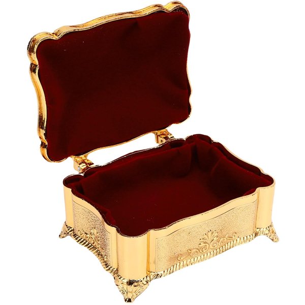 Caja Organizadora De JoyeríA Vintage De AleacióN De Zinc Metal Caja Para Guardar Baratijas Cofre Del Tesoro Ornamentado Caja Decorativa Para Recuerdos Regalo Black-image