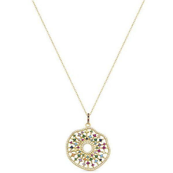 Collar Luxenter De Plata 925 Con Circonita Multicolor Y Acabado En Oro Amarillo De 18 Quilates - Xodoa Puro-image