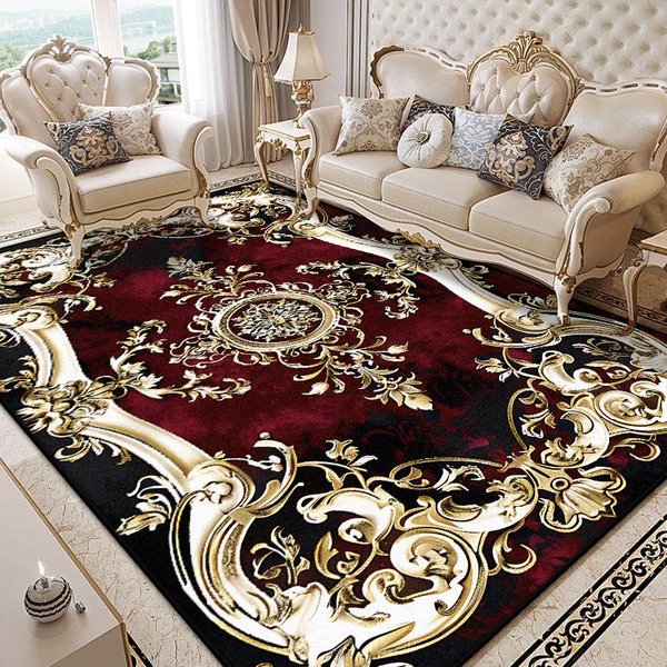 Alfombra De Lujo Para Sala De Estar DecoracióN Europea Hogar Sofá Alfombras Antideslizantes De ÁRea Grande Felpa Suave Felpudo Para Dormitorio Mesita De Noche 100*200Cm-image
