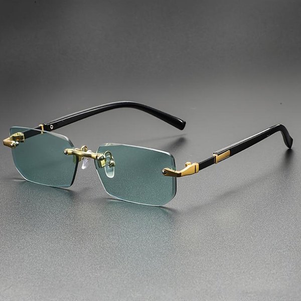 Modne Retro Kwadratowe Bezramkowe Okulary PrzeciwsłOneczne Unisex Ochrona UV Styl Uliczny OdchudzająCy Design Dla MężCzyzn Kobiet Gray-image