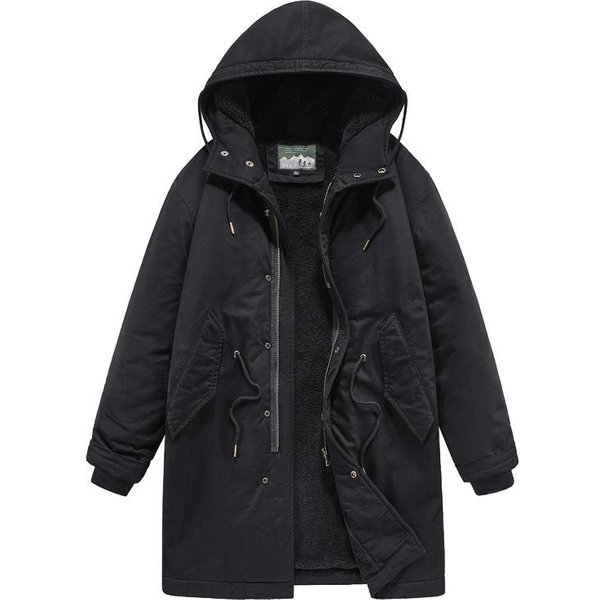 Parka Cortavientos M51 De Longitud Media Retro Americana Con Capucha - Abrigo Largo De AlgodóN Amish Para Hombre - OtoñO/Invierno XL Negro-image