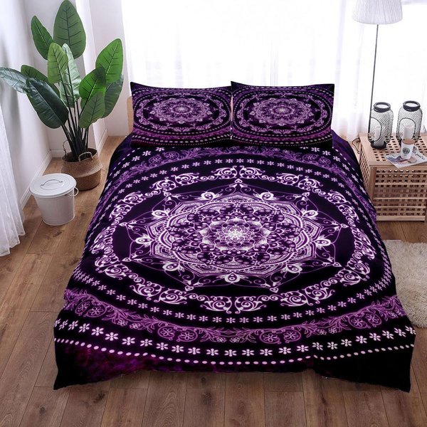 Juego De Funda NóRdica Mandala Vintage King Queen Doble Completo Twin Individual TamañO Juego De Ropa De Cama Ru(150X210Cm)-image