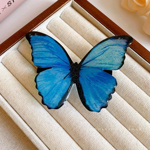 Klips Do WłOsóW Motyl W Atmosferze Stylu LeśNego, Niszowy Design Temperamentu Klips Dziobak, Modny I Wszechstronny Dodatek Do WłOsóW W Stylu Wiejskim Niebieski-image