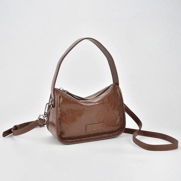 Bolso Cruzado De Cuero De Un Solo Hombro Para Mujer, Un Bolso De Mano De Moda, Sencillo Y PráCtico Para El Uso Diario Gray-image
