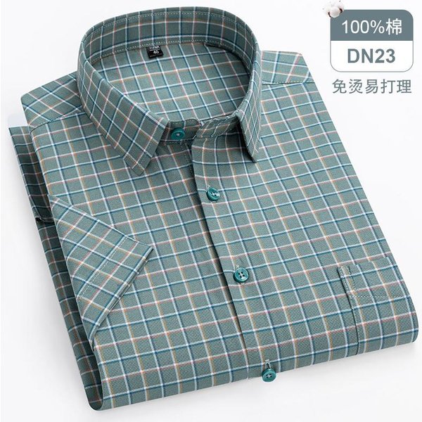 Se Ajusta A 160 Kg 11XL 100% AlgodóN Camisa De Manga Corta Para Hombre Camisa De Manga Corta Talla Grande Oxford Cuadros Rayas Camisas Para Hombre Grandes Y Altos 42 Gray-image