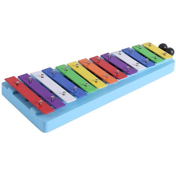 XilóFono Glockenspiel De 13 Notas, Teclas MetáLicas Coloridas, Instrumento Musical De Mano Con Ritmo De PercusióN Azul-image