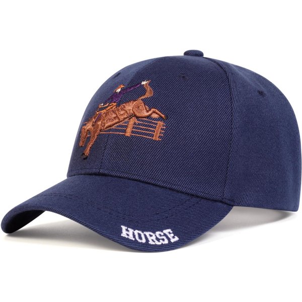 Unisex Czapki Baseballowe Z Haftem JeźDzieckim Wiosna Jesień Outdoor Regulowane Codzienne Czapki Kapelusz PrzeciwsłOneczny Blue-image