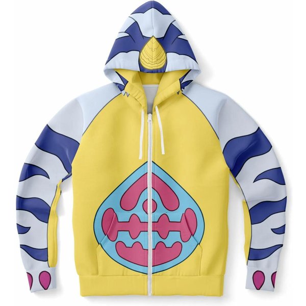 Digimon Gabumon Bluza Z Kapturem Zapinana Na Zamek W Tym Samym Stylu Cosplay KreskóWka Anime Bluza Z Kapturem Codzienna Z Nadrukiem DłUgi RęKaw Z Kapturem Streetwear M Yellow-image