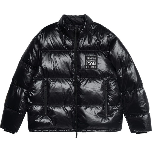 Armani Exchange Chaqueta De Plumas CáLida Con Cuello Alto Y Cremallera Parche Con Logo De Color SóLido Hombre Ropa De Abrigo Negro 8NZBP2-ZNYNZ-1200 XXL-image