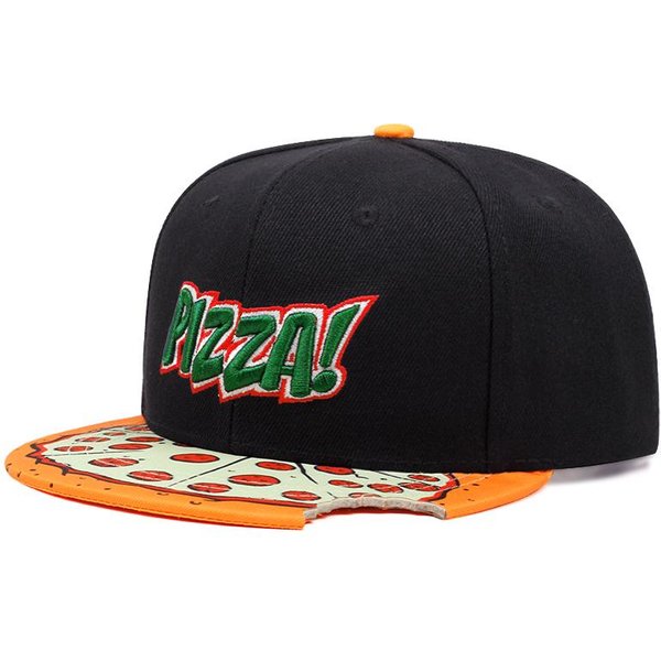 Gorra Bordada De Pizza A La Moda Para Hombres Y Mujeres, Ajustable, Hip Hop, Gorra De BéIsbol Para Adultos Unisex, Sombrero Para El Sol Para Exteriores, Gorras Snapback Black-image