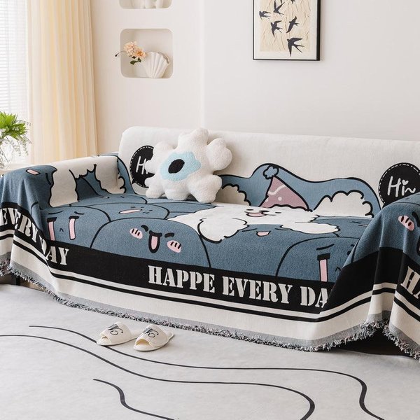 Tela Para Funda De Sofá De Chenilla Nueva Universal Cuatro Estaciones Lujo Ligero Dibujos Animados Anti-ArañAzos De Gato Funda Completa Funda Para CojíN De Sofá Manta 180*130Cm-image