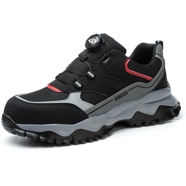 Obrotowe Buty Robocze Z Guzikiem, MęSkie, Ze Stalowym Noskiem, Buty Robocze Odporne Na Uderzenia I Przebicia, Buty Robocze Ochronne, Trampki 40 Czarny-image