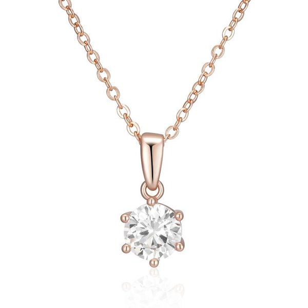 Moda Collar Colgante Redondo Color Oro Rosa Para Mujeres Brillante Blanco ZircóN Natural Accesorios JoyeríA Fina Diaria-image