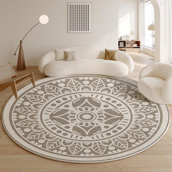 DecoracióN De Sala De Estar Minimalista Alfombra Redonda Gran ÁRea Alfombra Antideslizante Para Sala De Estar Alfombras Estilo FrancéS Para Dormitorio Esterilla Gruesa Lavable 160*160Cm-image