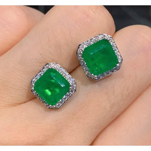 Pendientes Brillantes Para Mujer Verde Azul Claro Cuadrados De Circonita Pendientes De Moda JoyeríA Para Fiesta JoyeríA Para Mujer Pendientes De BotóN-image