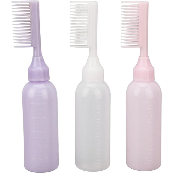 Botella Aplicadora Peine Para RaíCes De 3 Piezas OperacióN Sencilla DiseñO Con Escala Botella Dispensadora De Tinte Para El Cabello Para-image