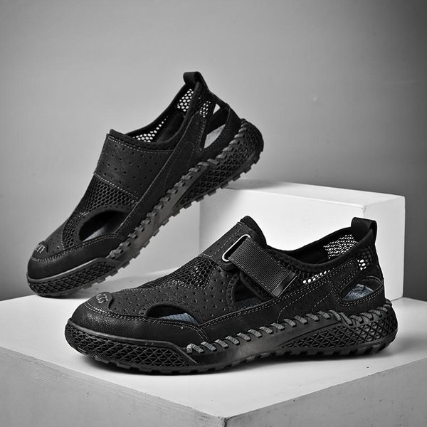 Sandalias De Verano Para Hombre, Zapatos Casuales De Cuero Genuino Para Hombre, Sandalias De Cuero Para Hombre Para Exteriores, Zapatos De Playa Para Hombre, Zapatos Romanos Para Hombre 43 Gray-image