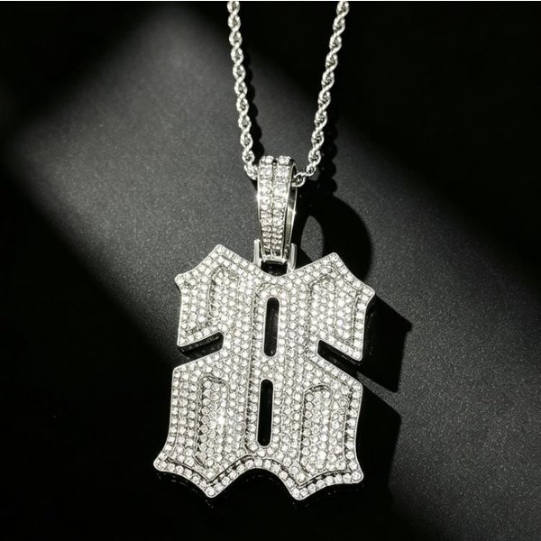 Estilo Hip-Hop Europeo Y Americano AleacióN Colgante NúMero 66 Espalda Con Espalda Accesorio De Calle Rap Tendencia Gray-image