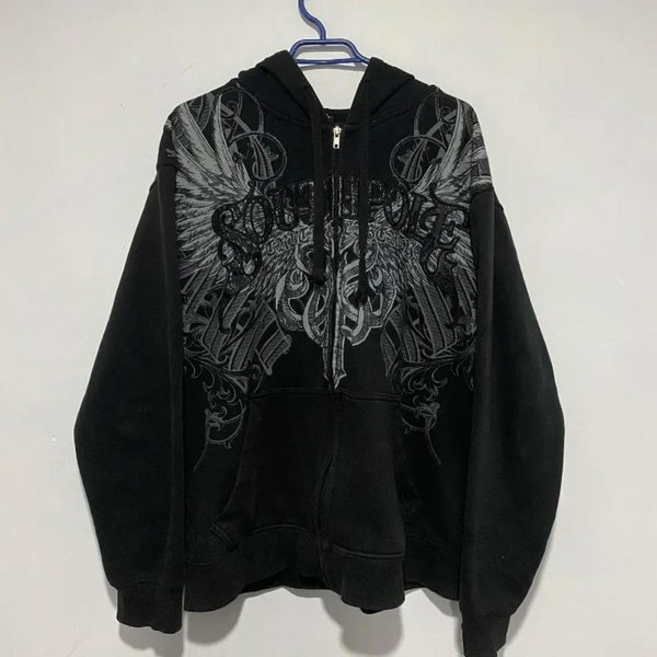 Glyde Y2K Street Nowa Moda Oversize Bluza Z Kapturem Z Nadrukiem Czaszki MęSka Harajuku Vintage Hip Hop Popularna Codzienna Sportowa Bluza Z Kapturem 3XL Black-image