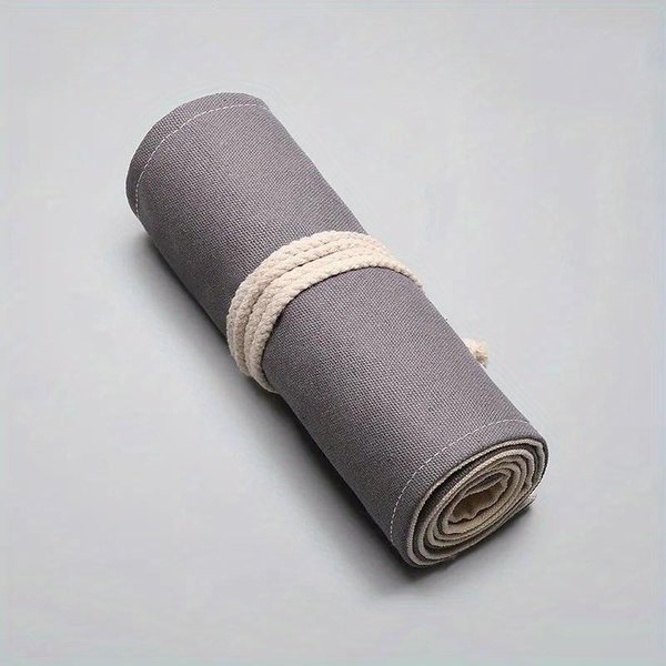 Estuche De LáPices De 12 Agujeros Material Escolar Para Estudiante Bolsa Para BolíGrafos De Arte Estuche Enrollable De Lona Para BolíGrafos Almacenamiento De BolíGrafos Para Pinceles De Maquillaje CosméTicos PapeleríA-image