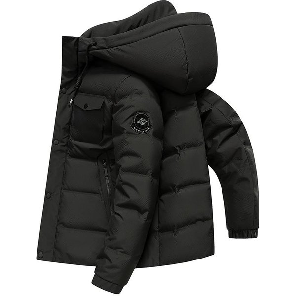 Nueva Chaqueta De Plumas Con Capucha Para Hombre En Invierno, Ajustada Y CáLida, Chaqueta De Plumas VersáTil Estilo Coreano, Chaqueta Casual Con Capucha Para Hombre XL Black-image