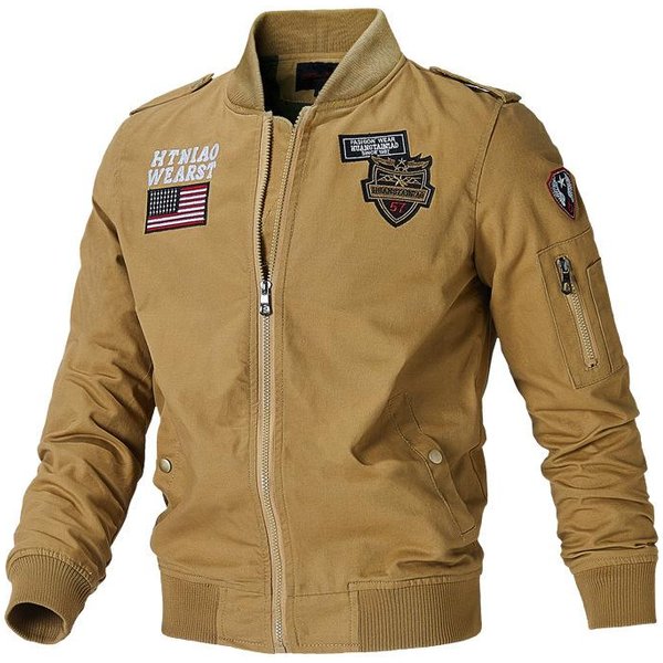 MęSka Casualowa WiatróWka Z Kapturem Na Wiosnę MęSka Jesienna Outdoorowa Kurtka Kempingowa Jednokolorowa Kurtka Robocza Kurtka 4XL Beige-image