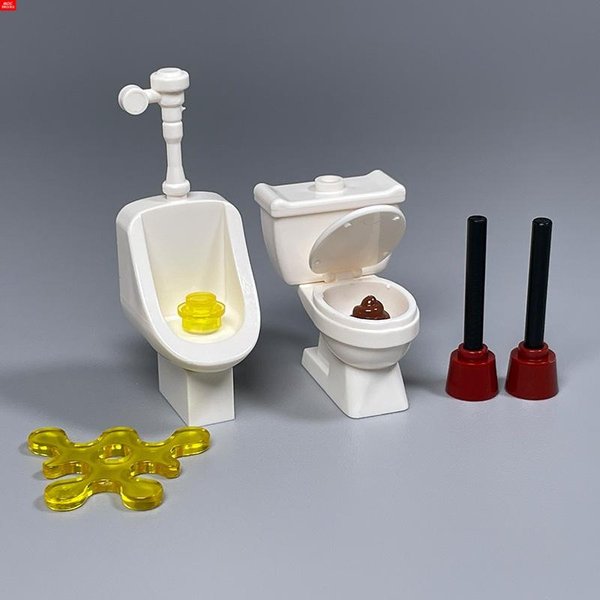 Ladrillos MOC Urinarios Inodoro Hogar PúBlico BañO Centro Comercial MáScara Escena Muebles Bloques De ConstruccióN Educativos Hazlo Tú Mismo Juguetes 10 Sets-image