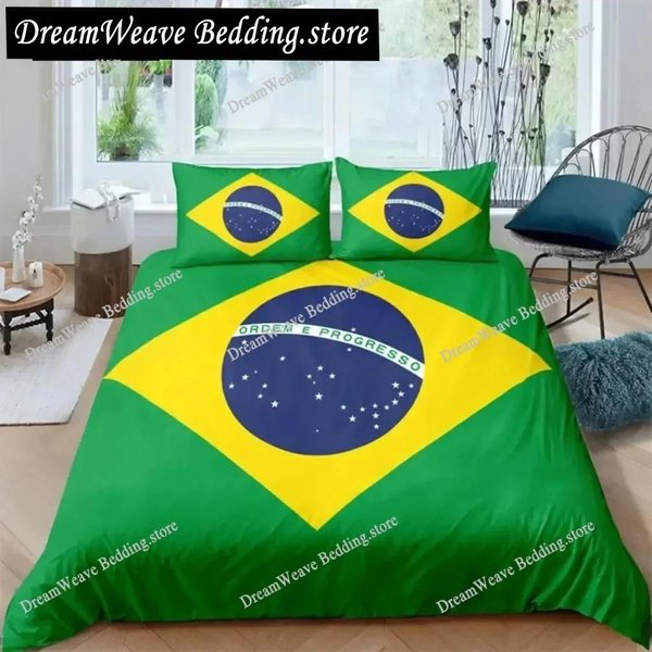 Juego De Funda NóRdica Con Bandera Nacional Impresa En 3D TamañO King Juego De Ropa De Cama Con Bandera Americana Para Adolescentes Adultos Microfibra Funda De Colcha Individual Doble 135X200Cm Yellow-image