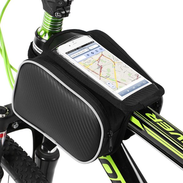 Lixada Bicicleta Marco Frontal Pantalla TáCtil TeléFono Bolsa Bicicleta De MontañA Ciclismo Tubo Superior Doble Bolsa-image