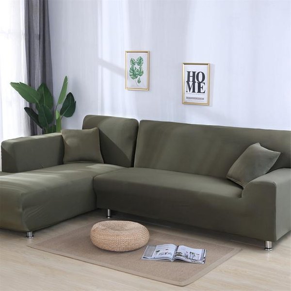 Fundas Para Sofá Esquinero De Color Liso, Fundas Para Sofá, Material EláStico, Protector De Sofá Para Mascotas, Funda Para Chaise Longue, Sofá En Forma De L 1Pc 2-Seat 145-185Cm-image