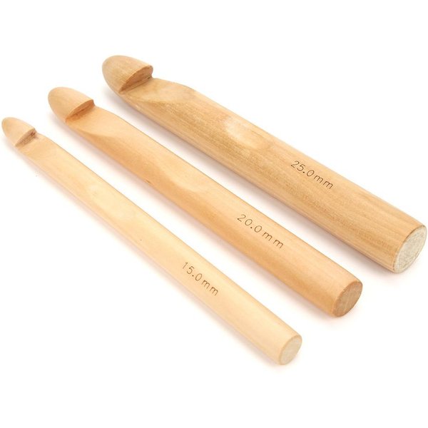 3 Piezas Ganchillo Grande Grueso Aguja De Tejer De Madera Herramienta De Tejido 15Mm 20Mm 25Mm Beige-image