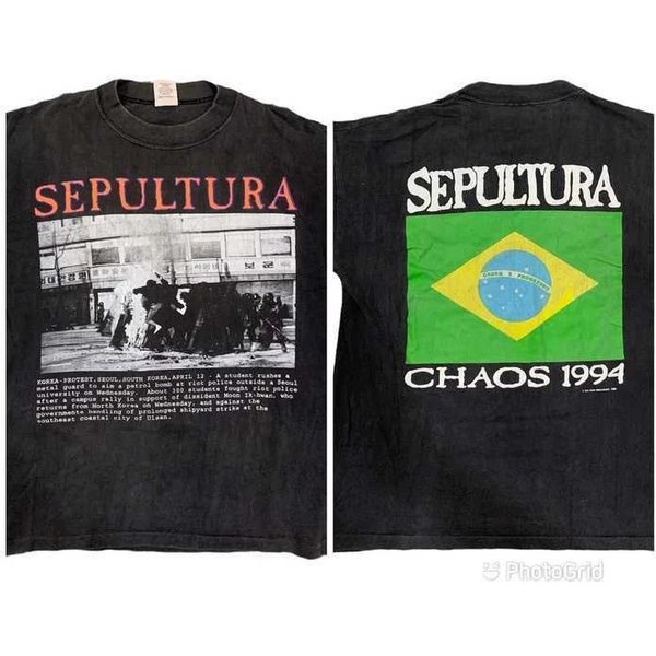 94 Sepultura Refuse Resist Chaos AlgodóN Negro Camiseta Unisex M Green-image