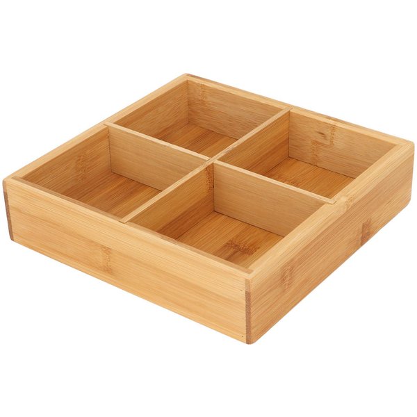 Bandeja Para Servir Aperitivos Tabla De Bambú Sin Pintura Segura EcolóGica Dividida Contenedor Para Servir Frutos Secos 4 Compartment-image