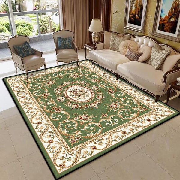 Alfombra De Lujo Verde Para Sala De Estar Estilo Europeo DecoracióN ÁRea Grande Sofá Alfombras Antideslizantes Dormitorio SalóN Felpa Mullida Felpudo De Piso 160*230Cm-image