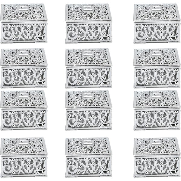 12 Piezas Caja De Dulces Hueca PláStico Estuche Para Dulces Contenedor Para Bodas Suministros Para Shower De Novia Cuadrado Dorado-image