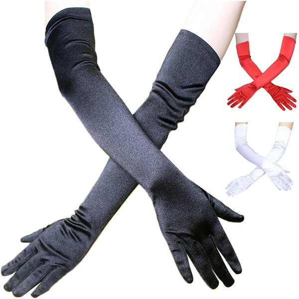 Guantes Largos De SatéN Guantes Largos De SatéN EláSticos Y Modernos Para Boda, ActuacióN, Fiesta-image