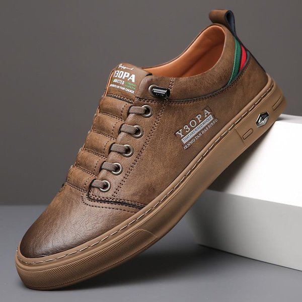 GorąCe MęSkie SkóRzane Buty Komfortowe MęSkie Buty Codzienne OddychająCe Sportowe Na KażDy Mecz Modne MęSkie Buty WytrzymałE Buty Do Chodzenia Na ZewnąTrz 39 BrąZowy-image