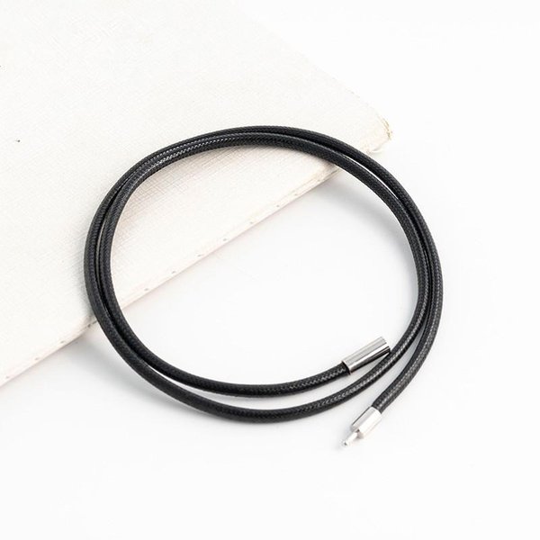 1,5/3 Mm 45/50/60 Cm Czarny SkóRzany Sznurek ŁAńCuszek Naszyjnik Dla Kobiet MężCzyzn BiżUteria Z ZapięCiem Woskowany Sznurek ŁAńCuszek Linka Nicią Do DIY Wisiorka 1.5Mm&60Cm White-image