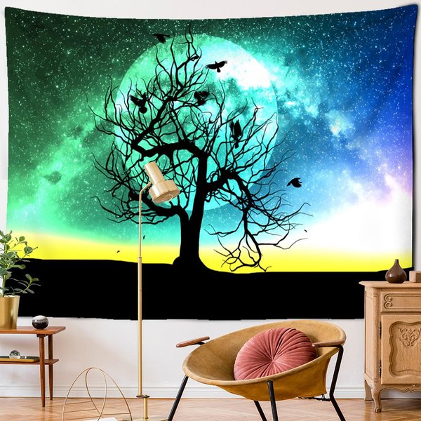 Tapiz De áRbol De La Vida Para Colgar En La Pared, Tapiz PsicodéLico De BrujeríA Hippie, Tapiz Bohemio Para Tv, DecoracióN Del Hogar 95X70Cm Blue-image