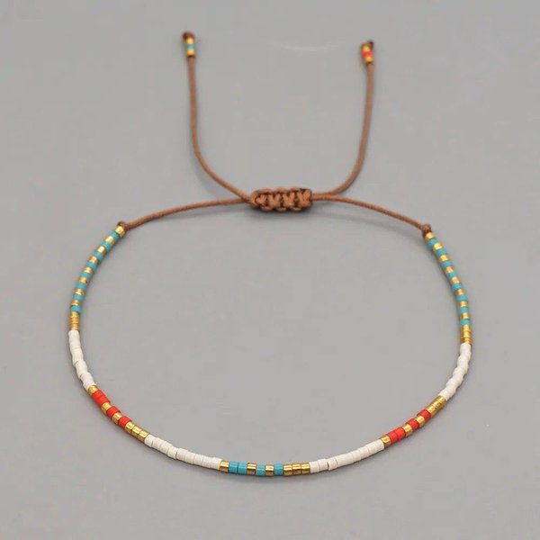 Boho Bransoletki Z KoralikóW Prosta Cienka Bransoletka W Stylu Boho RęCznie Tkana Bransoletka Dla Kobiet BiżUteria Gray-image