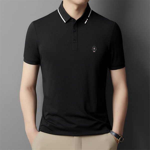 Camisa Polo Casual De Color SóLido Nueva De Verano Para Hombre, De Negocios, Con Cuello, Delgada, De Manga Corta, Transpirable, Camiseta Para Hombre 3XL-image