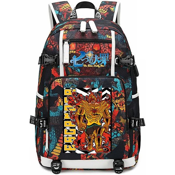 Mochila Escolar De Gran Capacidad Para Adolescentes NiñOs Estampado De Anime Los Siete Pecados Capitales Mochila Casual Para El DíA A DíA-image