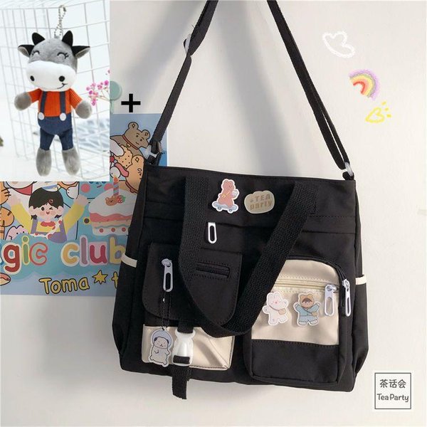 Modna PłóCienna Torebka Damska JapońSka Studencka Torba Listonoszka Nylonowa Torba Crossbody Szkolna-image