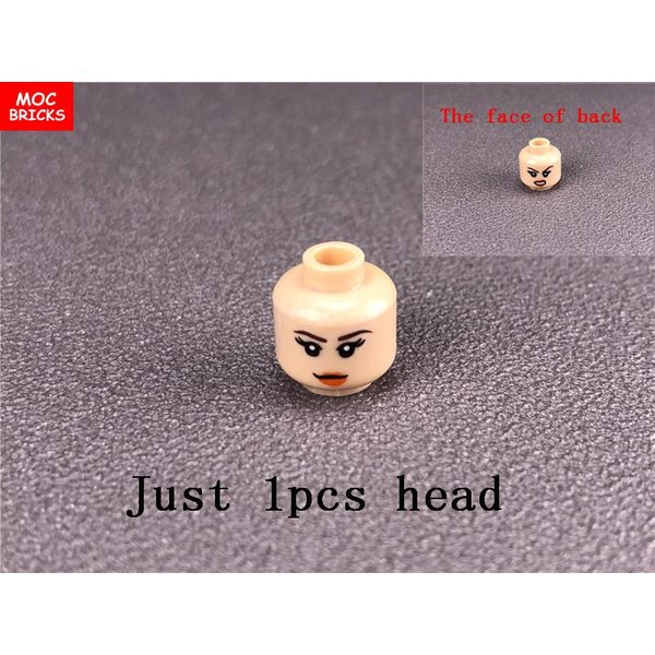 10 Szt./Partia MOC Klocki Figurka GłOwa PodwóJna Twarz Wyraz DIY Mini Lalki Skupione Na Nauce Klocki Zabawki Dla Dzieci Prezenty Gray-image