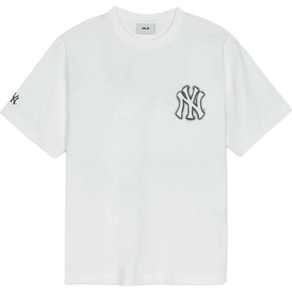 MLB BáSico Logo De Los New York Yankees Camiseta Casual Holgada De Manga Corta Camiseta Unisex Blanca 3ATSB0353-50WHS XS White-image